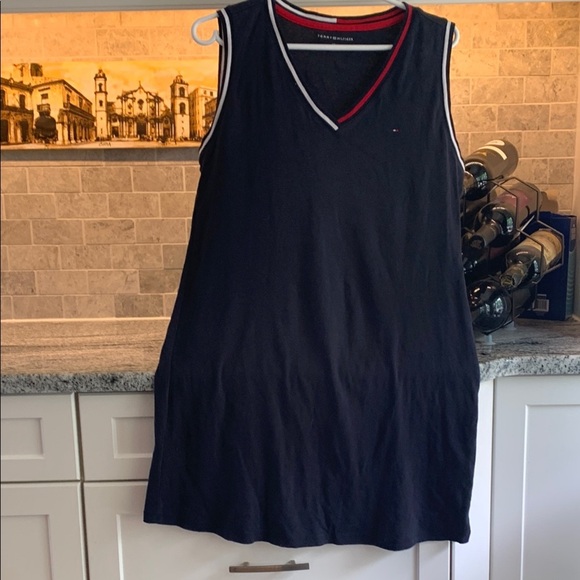 Tommy Hilfiger Navy Sleeveless Dress with Red and White Trim - Picture 1 of 3